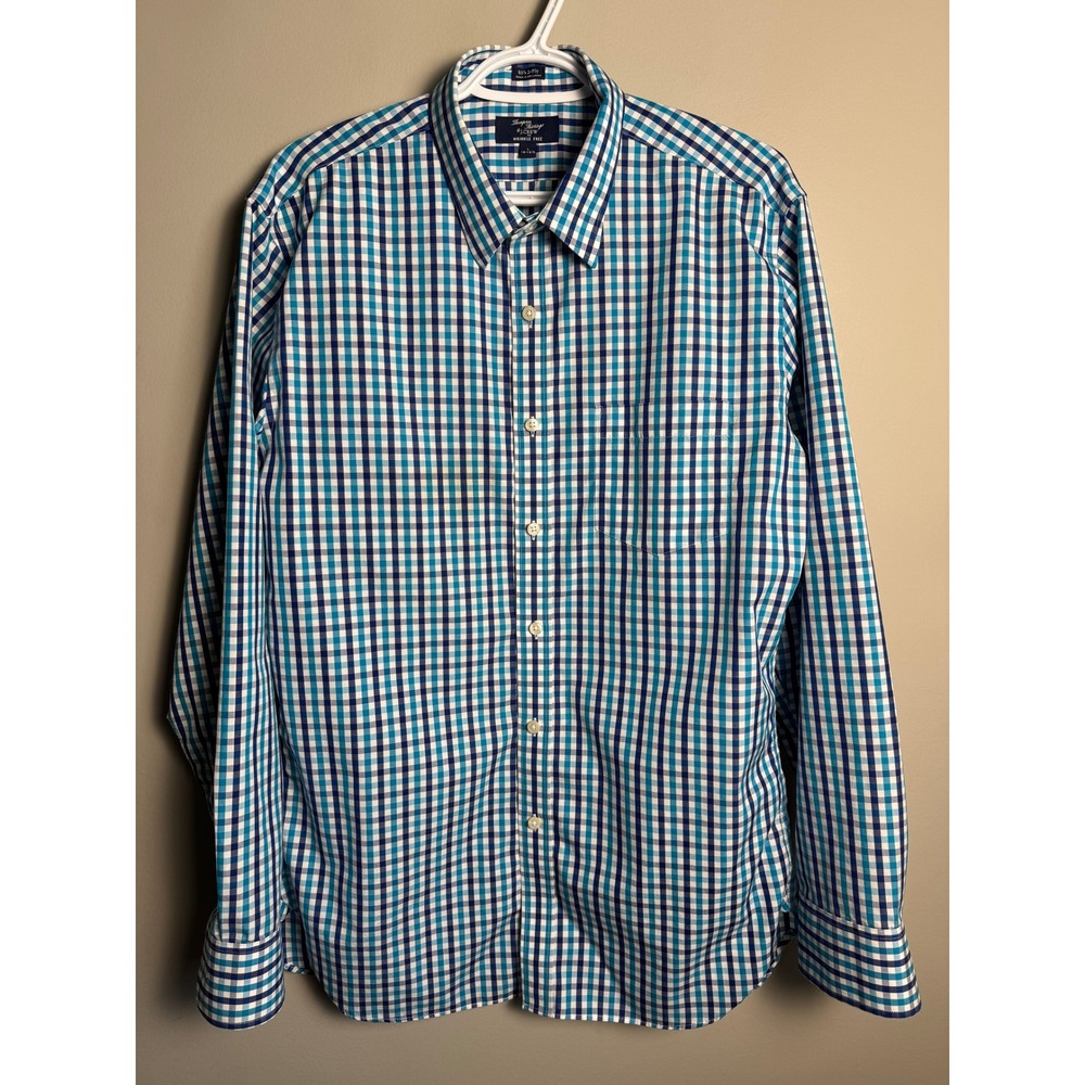 Thompson Shirtings J. Crew Gingham Button Down Shirt Blue Check L Preppy Office